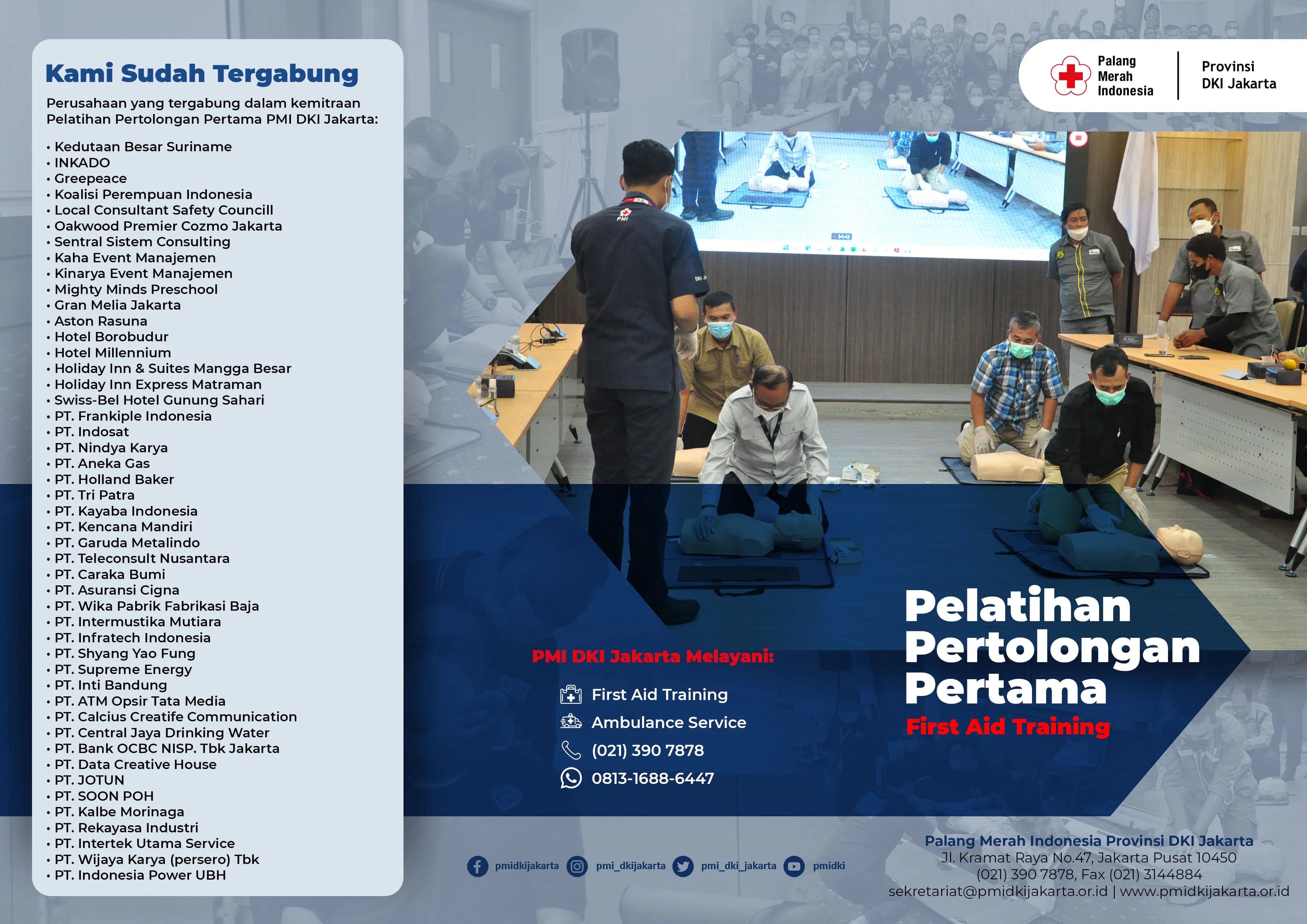 Daftar perusahaan mitra pelatihan pertolongan pertama PMI Provinsi DKI Jakarta.