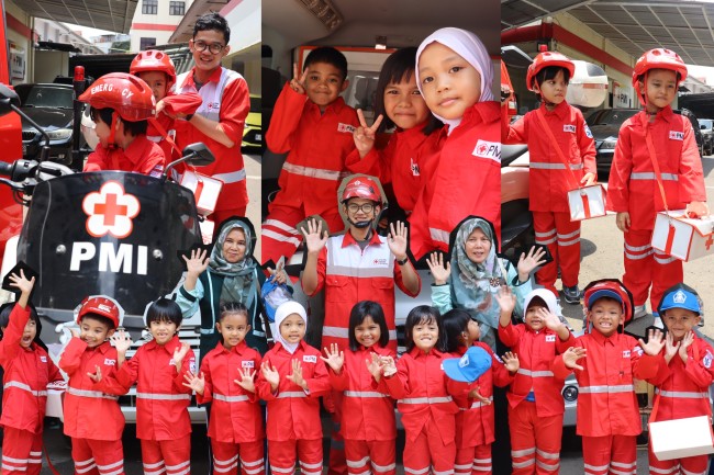 Antusiasme Adik-adik Pre School RA-Qurratu A'Yun Dalam Kunjungan Program Paramedic Kids Di Markas PMI Jaksel