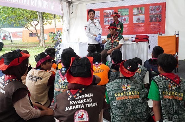 Gelaran Jambore dan Raimuna Daerah Kwarda DKI Jakarta Diwarnai Dengan Edukasi Pertolongan Pertama Dari PMI DKI Jakarta